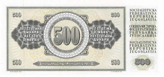 Jugoslawien p91c 500 Dinara 1986